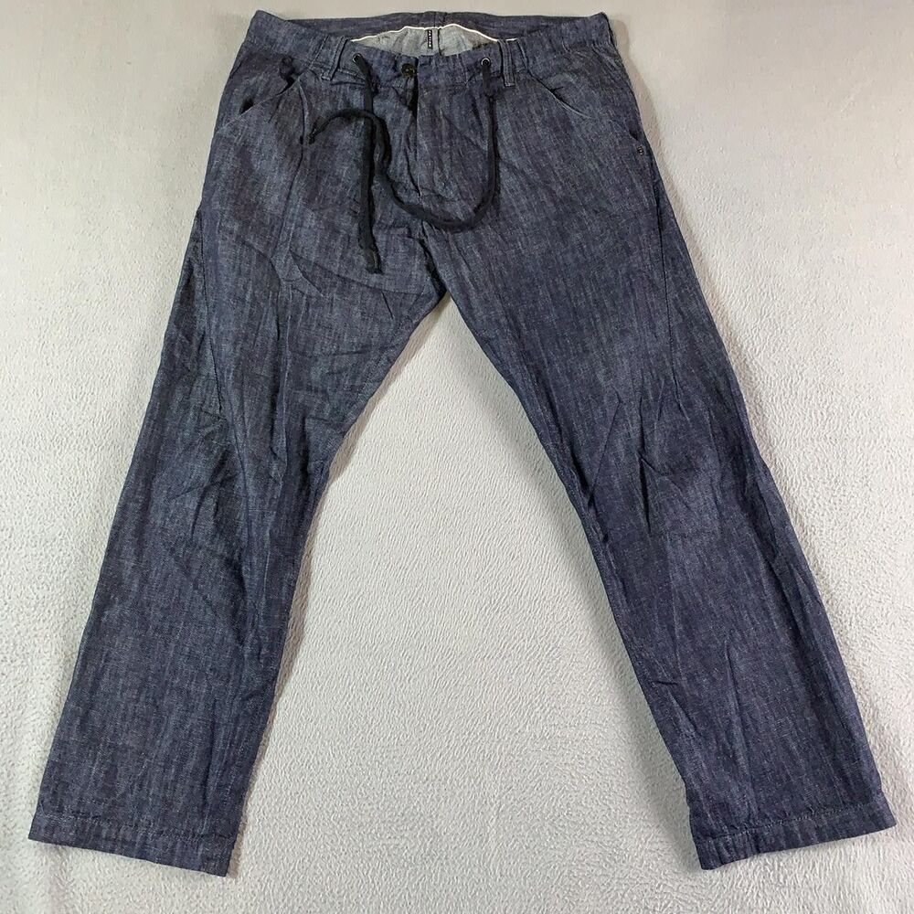 Matias Jeans Mens Small Blue Denim Drawstring Waist Made In USA Denim